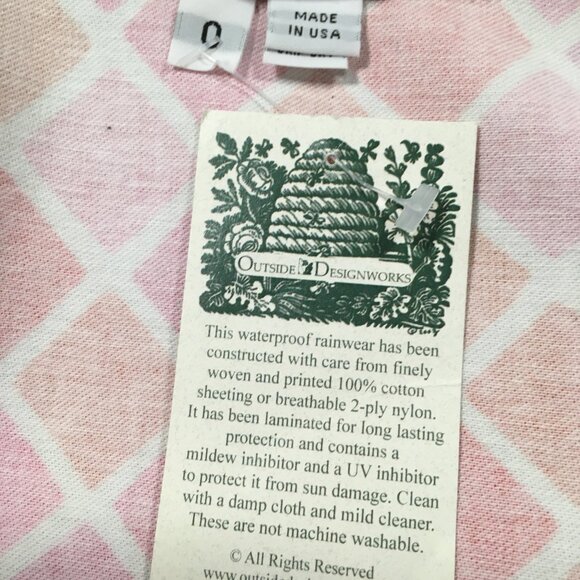 Pink Geometric Waterproof Button Up Raincoat with Hood - Picture 8 of 8